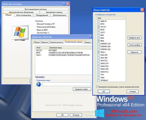 Capture d'écran HashTab pour Windows 8.1